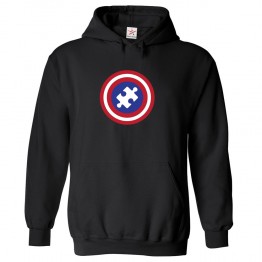 American Captain Flag Classic Unisex Kids and Adults Pullover Hoodie For Autism Awareness Fans